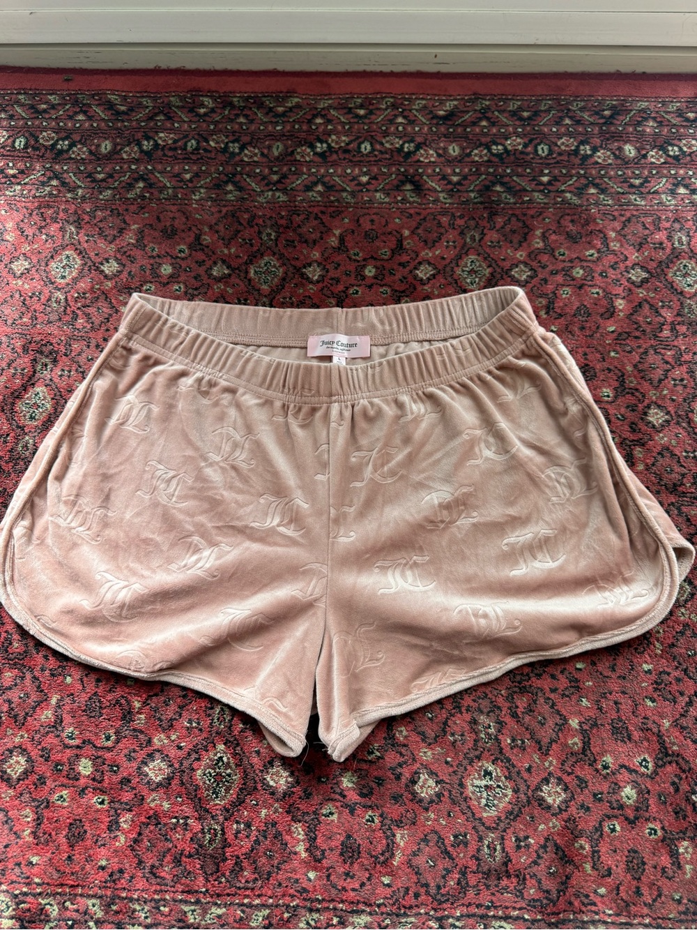Y2K Juicy Couture Blush Pink Velour Embroidered Logo Shorts